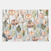 Sneeuwige  roze en groene Ornamenten Inpakpapier Vel (Voorkant 3)