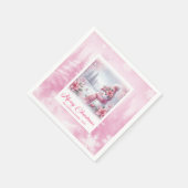 Sneeuwige Roze Kerstmis Scène Servetten Kinderen V (Hoek)