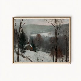 Sneeuwige stenen boerderij holle poster