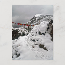 Sneeuwige voetafdrukken op de bergweg in de Himala Briefkaart