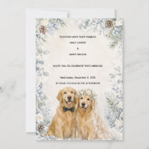 Sneeuwige Winter Golden Retriever Trouw Uitnodigin