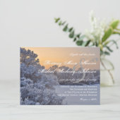 Sneeuwijsbomen - Sunset Winter Wedding Invitations Kaart (Staand voorkant)