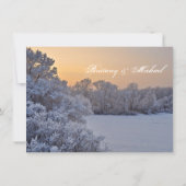 Sneeuwijsbomen - Sunset Winter Wedding Invitations Kaart (Achterkant)