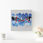 Sneeuwinstapkaart met vrije stijlvergrendeling vierkante klok (Huis)