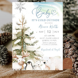 Sneeuwjongen Winter Arctische Dieren Baby Shower Kaart