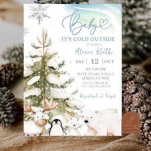 Sneeuwjongen Winter Arctische Dieren Baby Shower Kaart