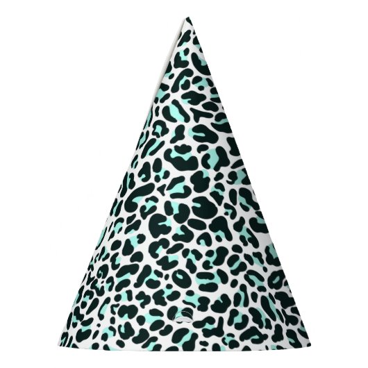 Sneeuwkaatluipaard Dierafdrukken in Mint Kleur Feesthoedjes (Links)