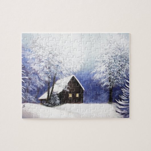 sneeuwkajuitwinterlandschap in pastel legpuzzel (Horizontaal)