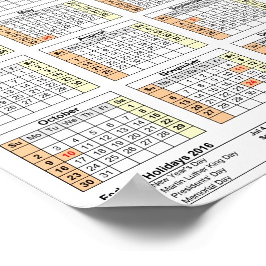 Sneeuwkalender 2016 DINA4-Poster Poster (Hoek)