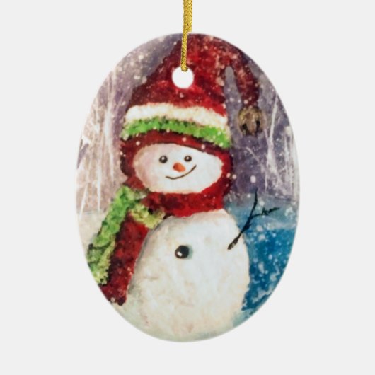 sneeuwkaneelvormig keramisch ornament (Voorkant)