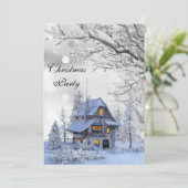 Sneeuwkap Huis Winter Kerstfeest Kaart (Staand voorkant)