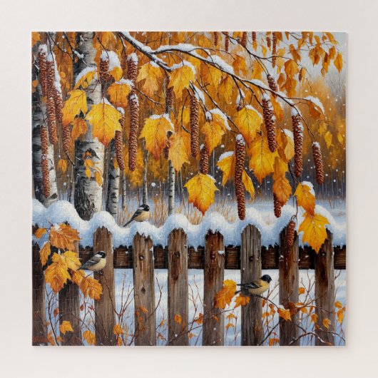 Sneeuwkap omheining met vogels legpuzzel (Verticaal)