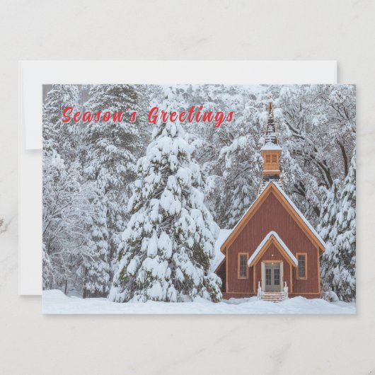 Sneeuwkapel in winterlandschap feestdagenkaart (Voorkant)