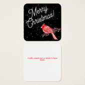 Sneeuwkardinaal voor fijne kerst vierkante visitekaartjes (Voorkant /achterkant)