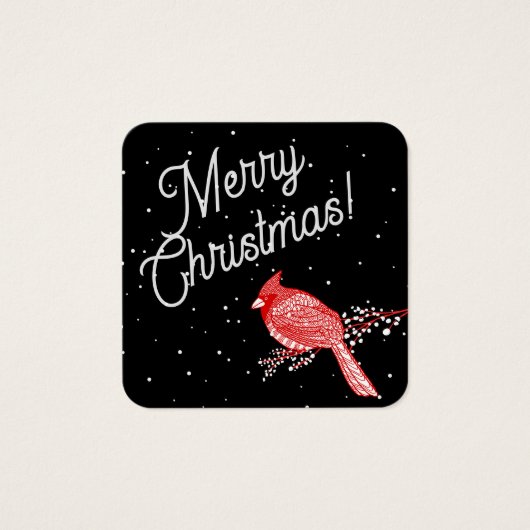 Sneeuwkardinaal voor fijne kerst vierkante visitekaartjes (Voorkant)