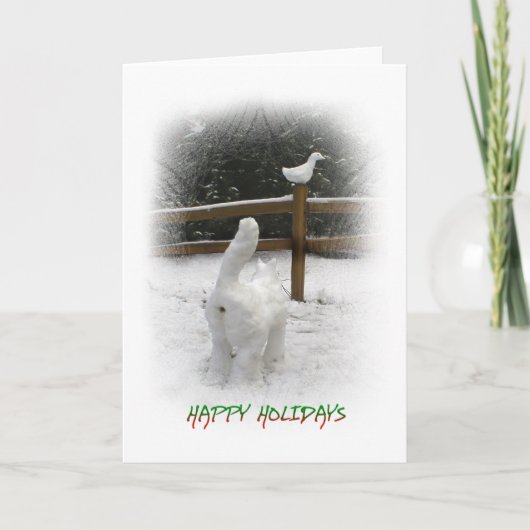 Sneeuwkat Feestdagen Kaart (Voorkant)