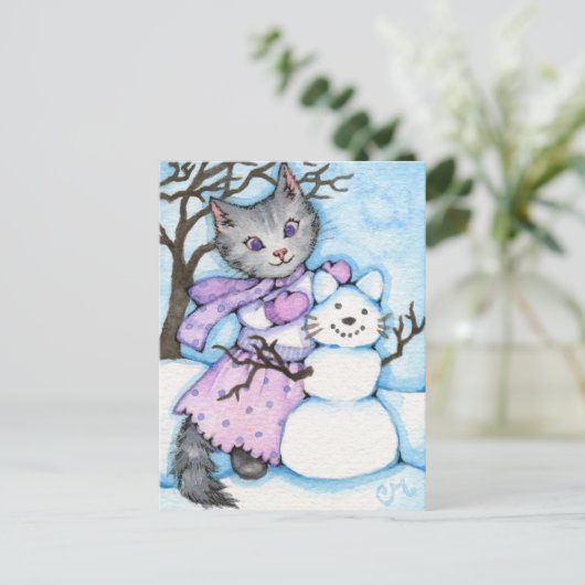 Sneeuwkat - Kat Briefkaart (Staand voorkant)