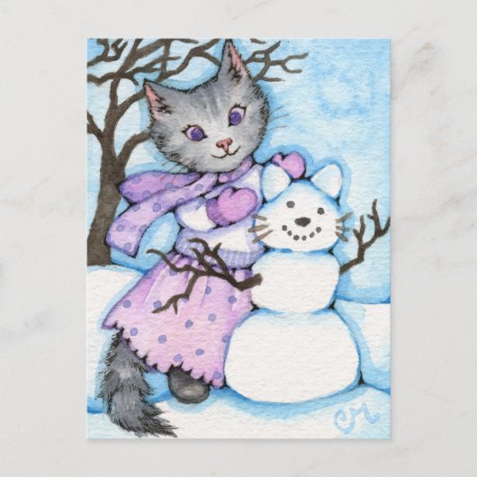 Sneeuwkat - Kat Briefkaart (Voorkant)