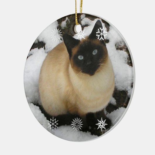 Sneeuwkat Keramisch Ornament (Links)