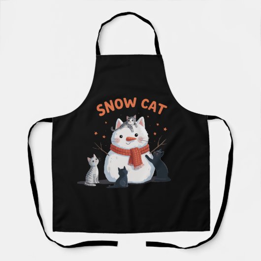 Sneeuwkat Kerstmis Kat Liefhebber Geschenk Vakanti Schort (Voorkant)