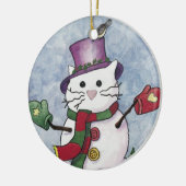 Sneeuwkat kerstversiering keramisch ornament (Links)