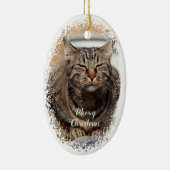 Sneeuwkat op Kerst Keramisch Ornament (Rechts)