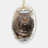 Sneeuwkat op Kerst Keramisch Ornament (Links)