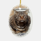 Sneeuwkat op Kerst Keramisch Ornament (Voorkant)