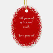 Sneeuwkat op Kerst Keramisch Ornament (Achterkant)