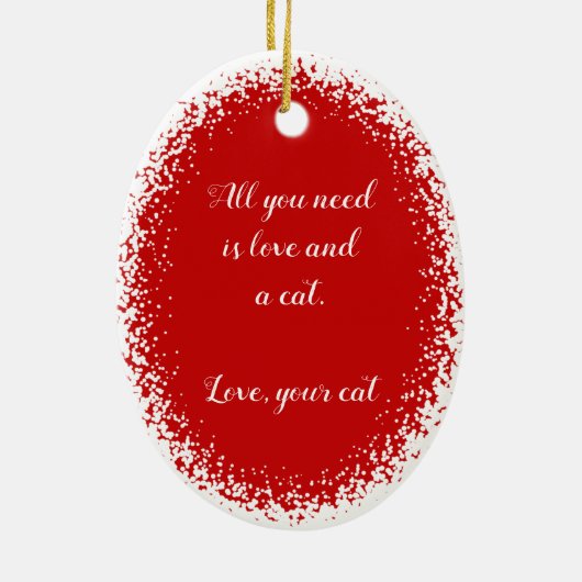 Sneeuwkat op Kerst Keramisch Ornament (Achterkant)