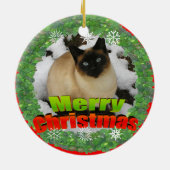 Sneeuwkat voor fijne kerst Foto Lijst Ornament (Achterkant)