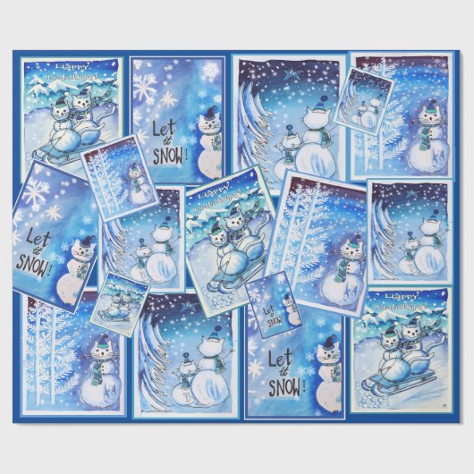 Sneeuwkatten Cadeaupapier (Vlak)