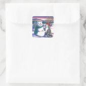 Sneeuwkatten Vierkante Sticker (Tas)