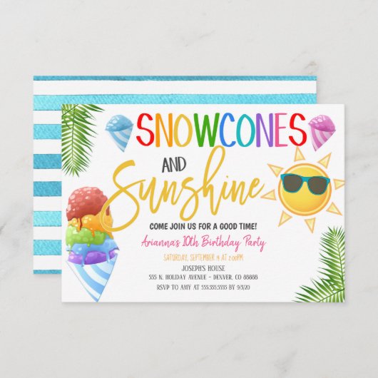 Sneeuwkegels en Zonneschijn Feest Uitnodiging (Voorkant / Achterkant)