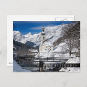 Sneeuwkerk met alpenbergen briefkaart (Voorkant / Achterkant)