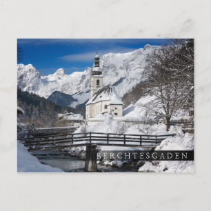 Sneeuwkerk met alpenbergen briefkaart