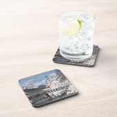 Sneeuwkerk met Alpenbergen in de winter Bier Onderzetter (Rechterzijde)