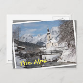 Sneeuwkerk met Alpenbergen in de winter Briefkaart (Voorkant / Achterkant)