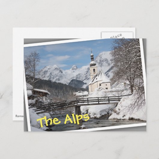Sneeuwkerk met Alpenbergen in de winter Briefkaart (Voorkant / Achterkant)