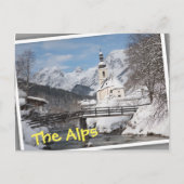 Sneeuwkerk met Alpenbergen in de winter Briefkaart (Voorkant)