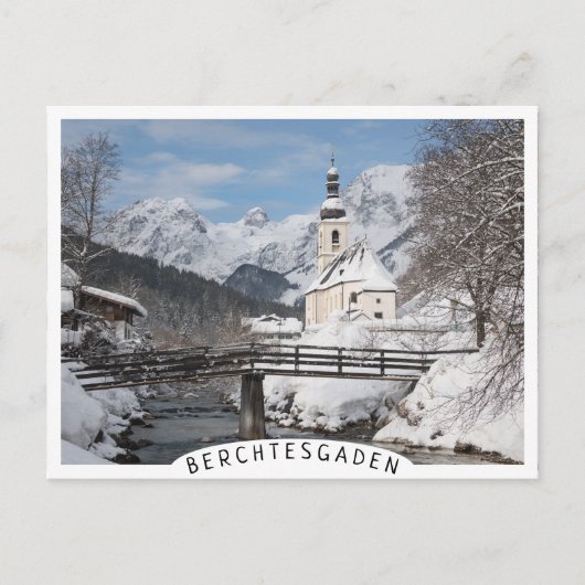 Sneeuwkerk met Alpenbergen in de winter Briefkaart (Voorkant)