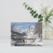 Sneeuwkerk met Alpenbergen in de winter Briefkaart (Staand voorkant)