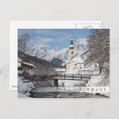 Sneeuwkerk met Alpenbergen in de winter Briefkaart (Voorkant / Achterkant)