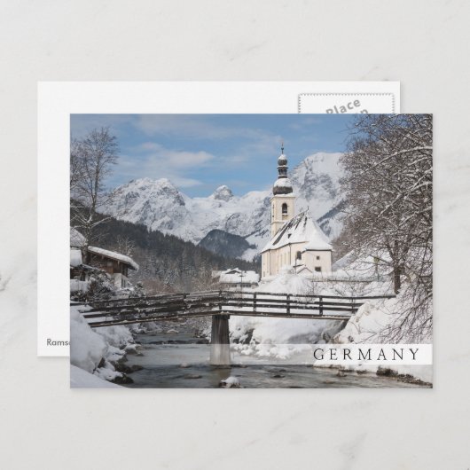 Sneeuwkerk met Alpenbergen in de winter Briefkaart (Voorkant / Achterkant)