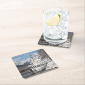 Sneeuwkerk met Alpenbergen in de winter Kartonnen Onderzetters (Insitu)