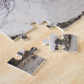 Sneeuwkerk met Alpenbergen in de winter Legpuzzel (Zijkant)