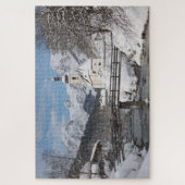 Sneeuwkerk met Alpenbergen in de winter Legpuzzel (Verticaal)