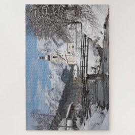 Sneeuwkerk met Alpenbergen in de winter Legpuzzel