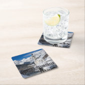 Sneeuwkerk met alpenbergen kartonnen onderzetters (Insitu)