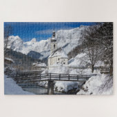 Sneeuwkerk met alpenbergen legpuzzel (Horizontaal)